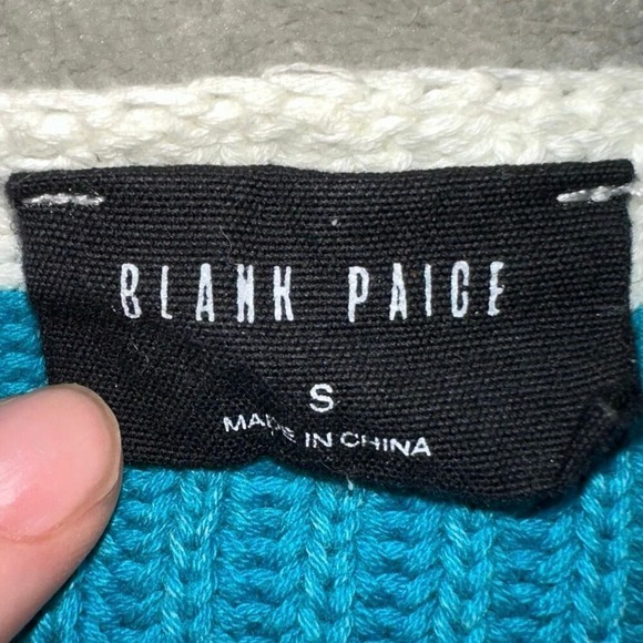 Blank Paige Knit Sweater‎ Women Size S Blue White Stripes Oversized Boxy Beachy - Picture 7 of 9